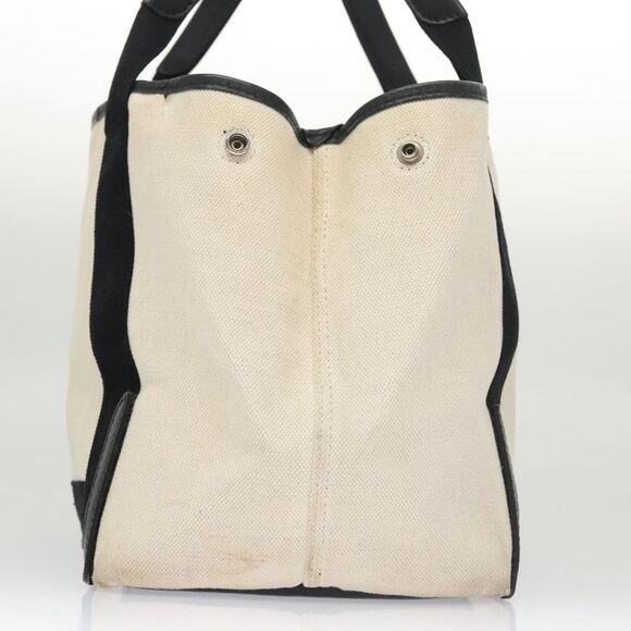 Pre Loved BALENCIAGA Navy Kabas S Hand Bag Canvas White Black Silver 339933 Auth - Picture 6 of 8